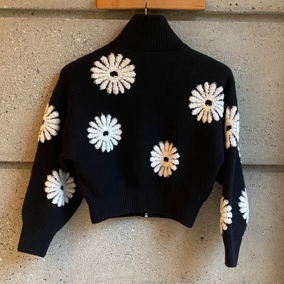 Sandro Floral Trucker-Style Sweater - Picture 3 of 9